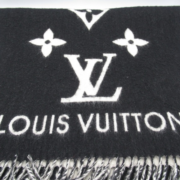 LOUIS VUITTON monogram scarf 402338 Cashmere Black Used unisex - Picture 3 of 8